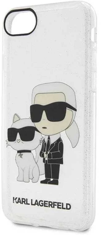 Karl Lagerfeld KLHCI8HNKCTGT Apple iPhone 7/8/SE 2020 / SE 2022 skaidrus kietas dėklas Gliter Karl&Choupette