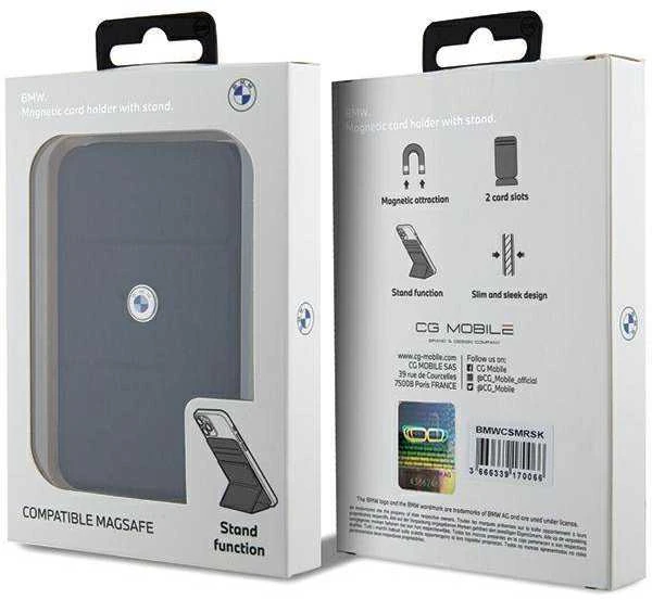 Dėklas Wallet BMW Card Slot Stand BMWCSMRSK juodos spalvos MagSafe Signature Collection