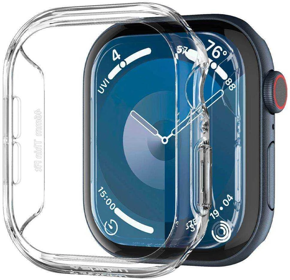 Dėklas „Spigen Thin Fit“, krištolo skaidrumo – „Apple Watch 11/10“ 46 mm