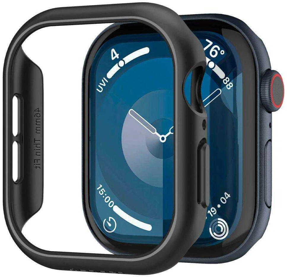Dėklas Apple Watch 10 (46mm) Spigen Thin Fit juodos spalvos