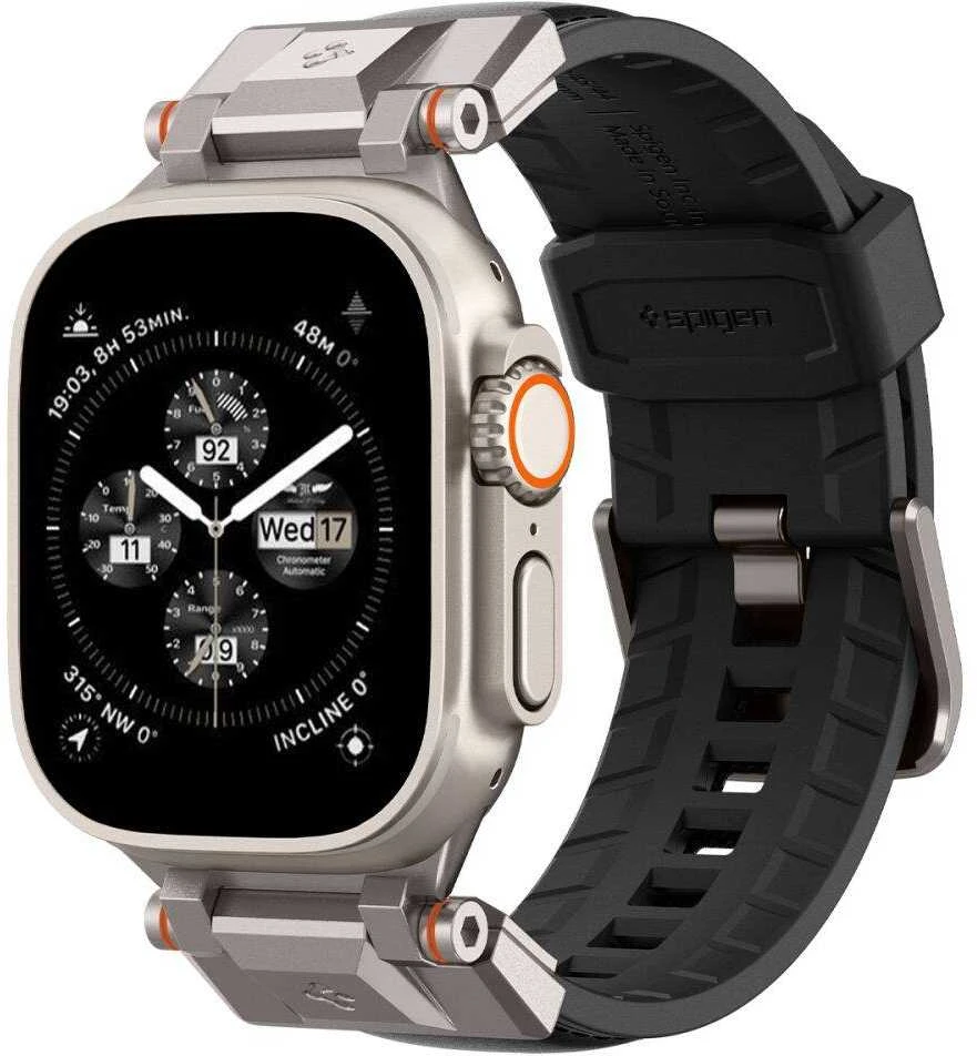„Spigen DuraPro Armor PU“ dirželis, skirtas „Apple Watch“ 42/44/45/49 mm (juodas)