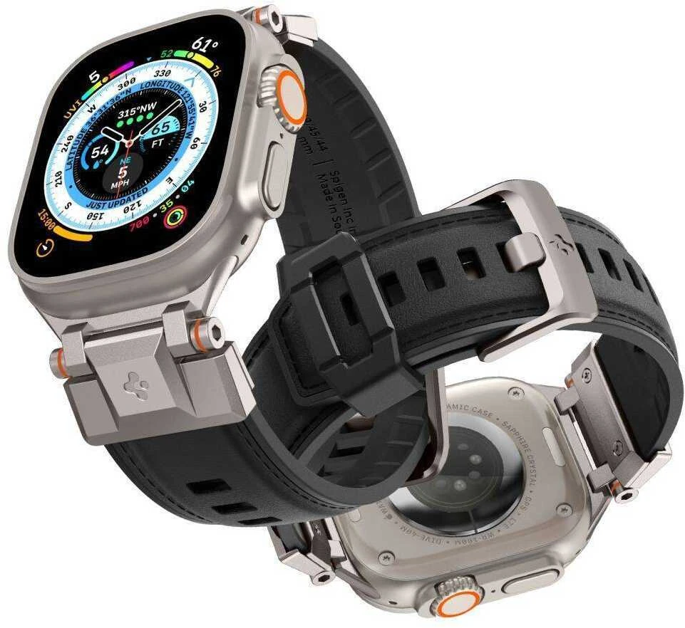 „Spigen DuraPro Armor PU“ dirželis, skirtas „Apple Watch“ 42/44/45/49 mm (juodas)