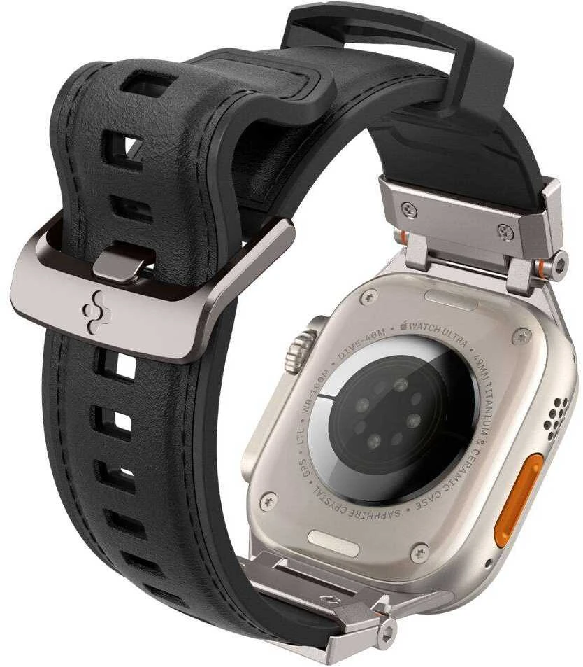 „Spigen DuraPro Armor PU“ dirželis, skirtas „Apple Watch“ 42/44/45/49 mm (juodas)
