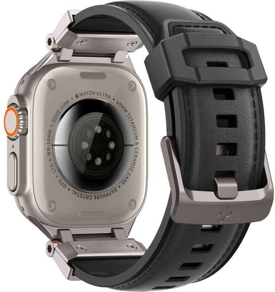 „Spigen DuraPro Armor PU“ dirželis, skirtas „Apple Watch“ 42/44/45/49 mm (juodas)
