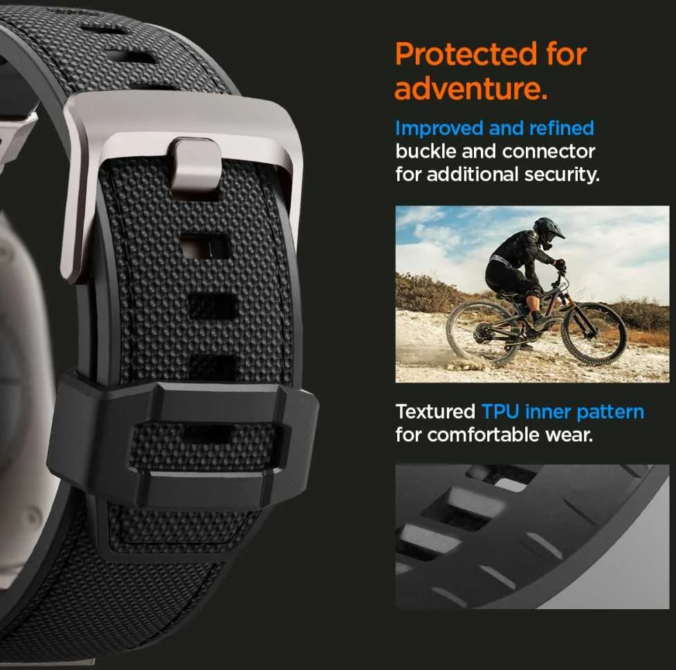 Dėklas Spigen Durapro Armor apyrankė skirta Apple Watch 4/5/6/7/8/9/SE/ Ultra (42/44/45/49 mm) – juodos spalvos