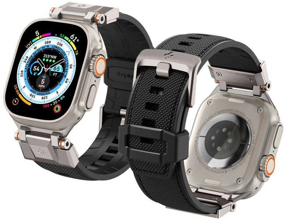 Dėklas Spigen Durapro Armor apyrankė skirta Apple Watch 4/5/6/7/8/9/SE/ Ultra (42/44/45/49 mm) – juodos spalvos