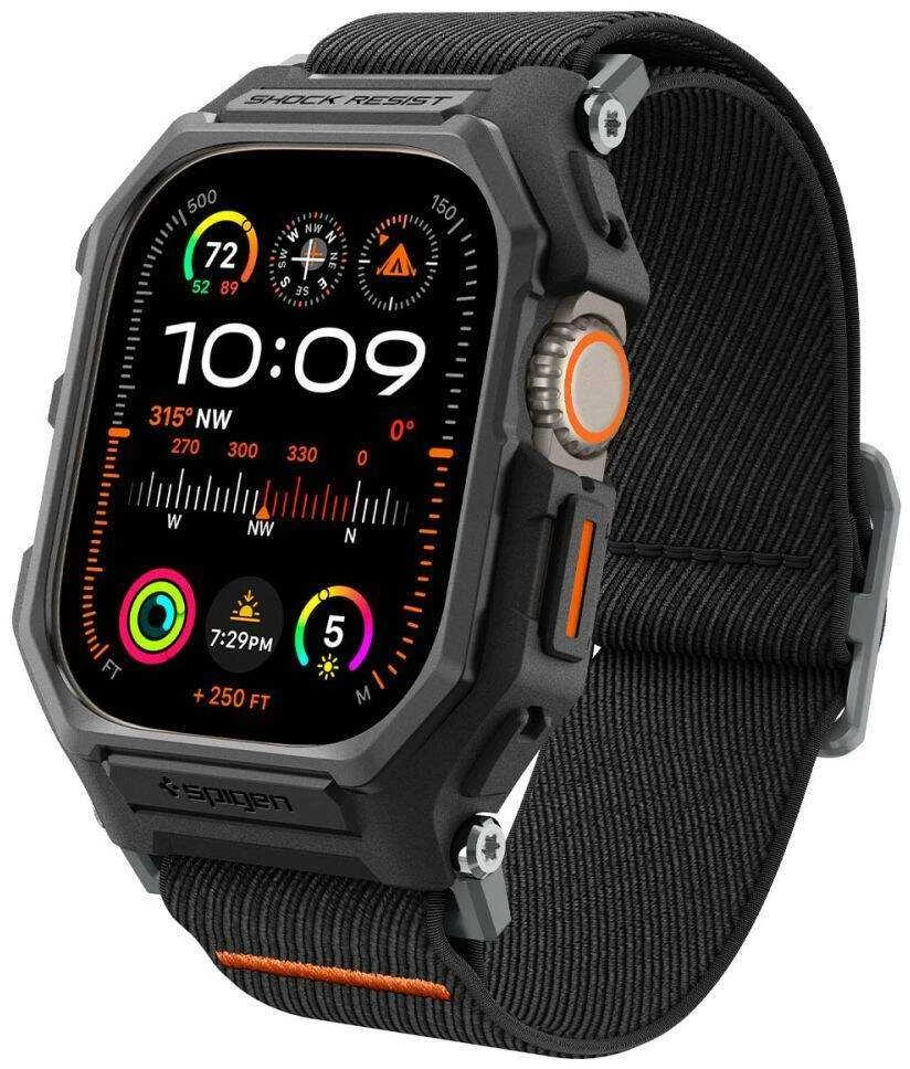 Apple Watch Ultra (49mm) Spigen Lite Fit ”Pro” dėklas laikrodžiui matinės juodos spalvos