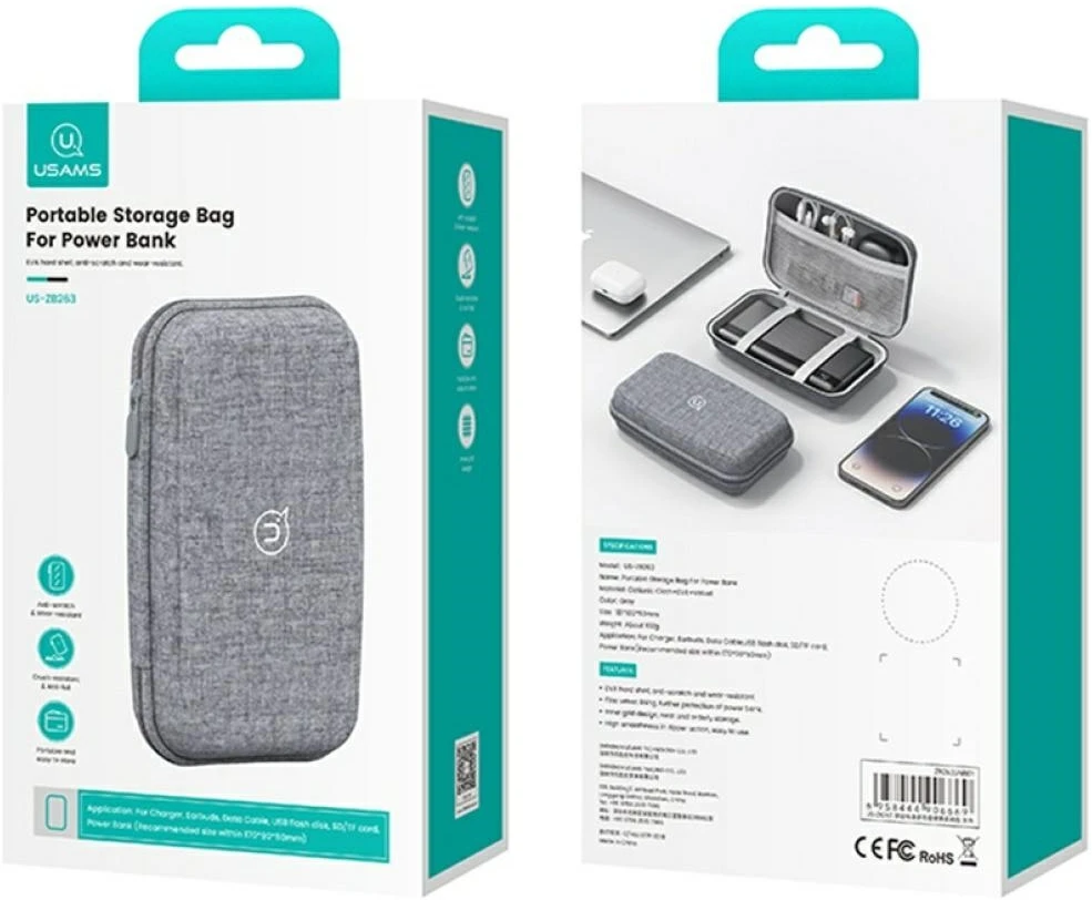 Dėklas Protective case USAMS US-ZB263 for power bank pilkas