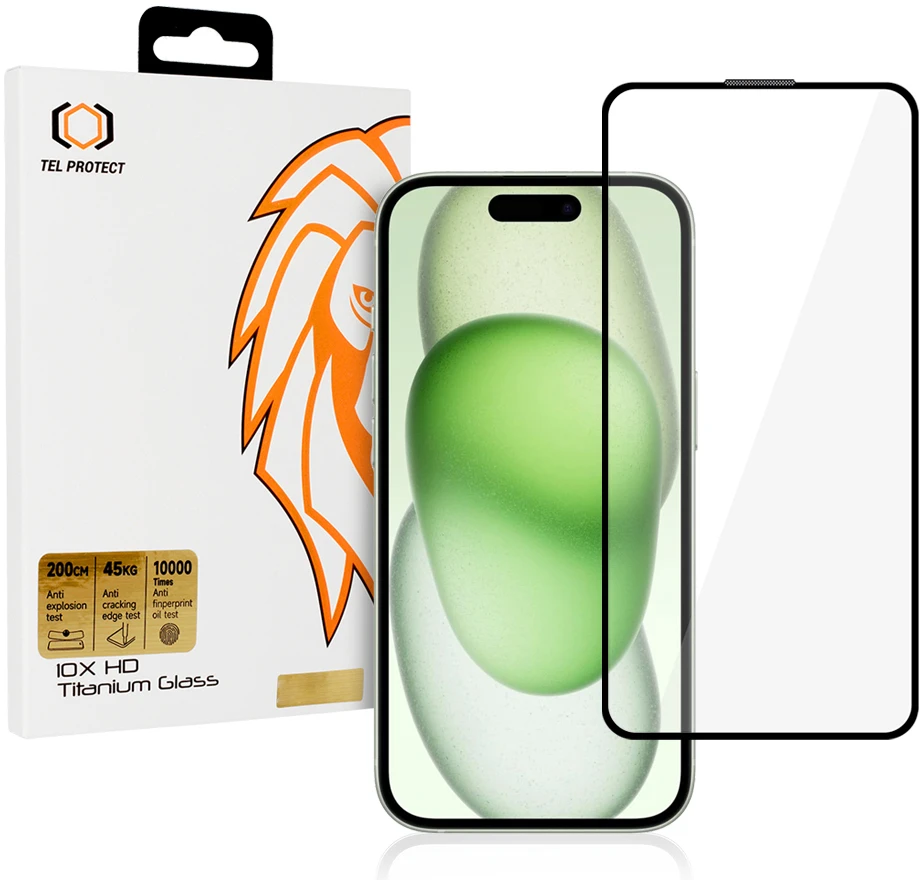 Grūdinto stiklo „Tel Protect 10X HD“ titano spalvos dėklas „Apple iPhone 15“