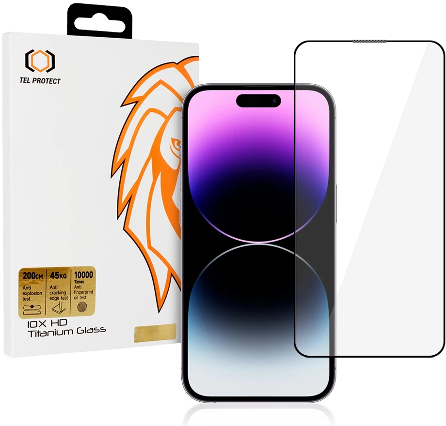 Grūdinto stiklo „Tel Protect 10X HD Titano“ sijonas Apple iPhone 14 Pro
