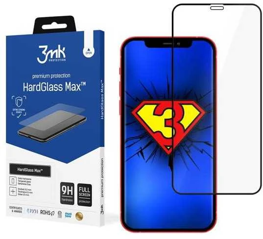 3MK HardGlass Max Ekrano apsauga, iPhone 13 Pro Max, Grūdintas stiklas, Juodas
