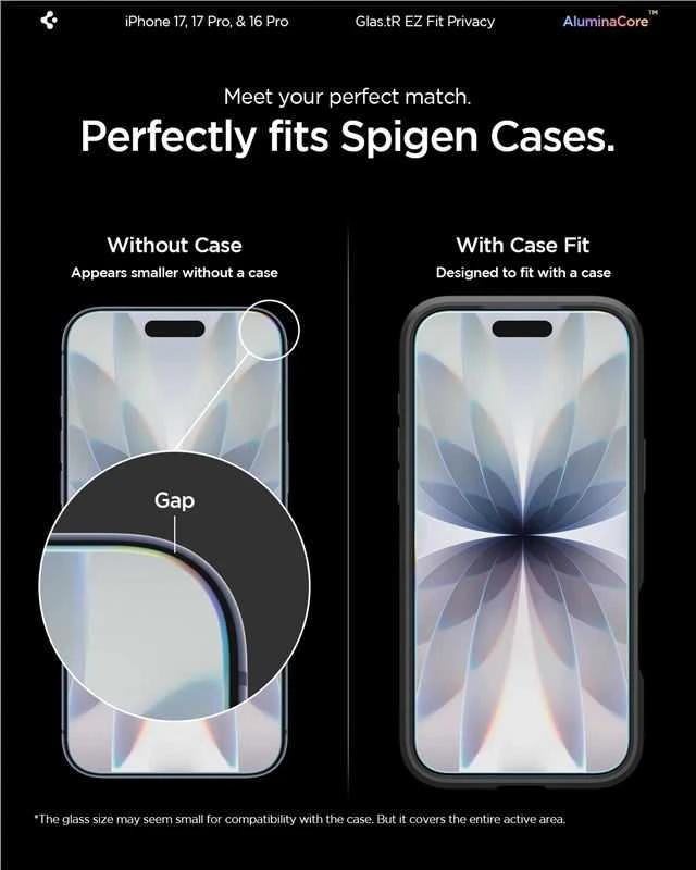 Apsauginis stiklas Apple iPhone 16 Pro / 17 / 17 Pro Spigen Glas.tr „EZ Fit” Privacy 2-pack