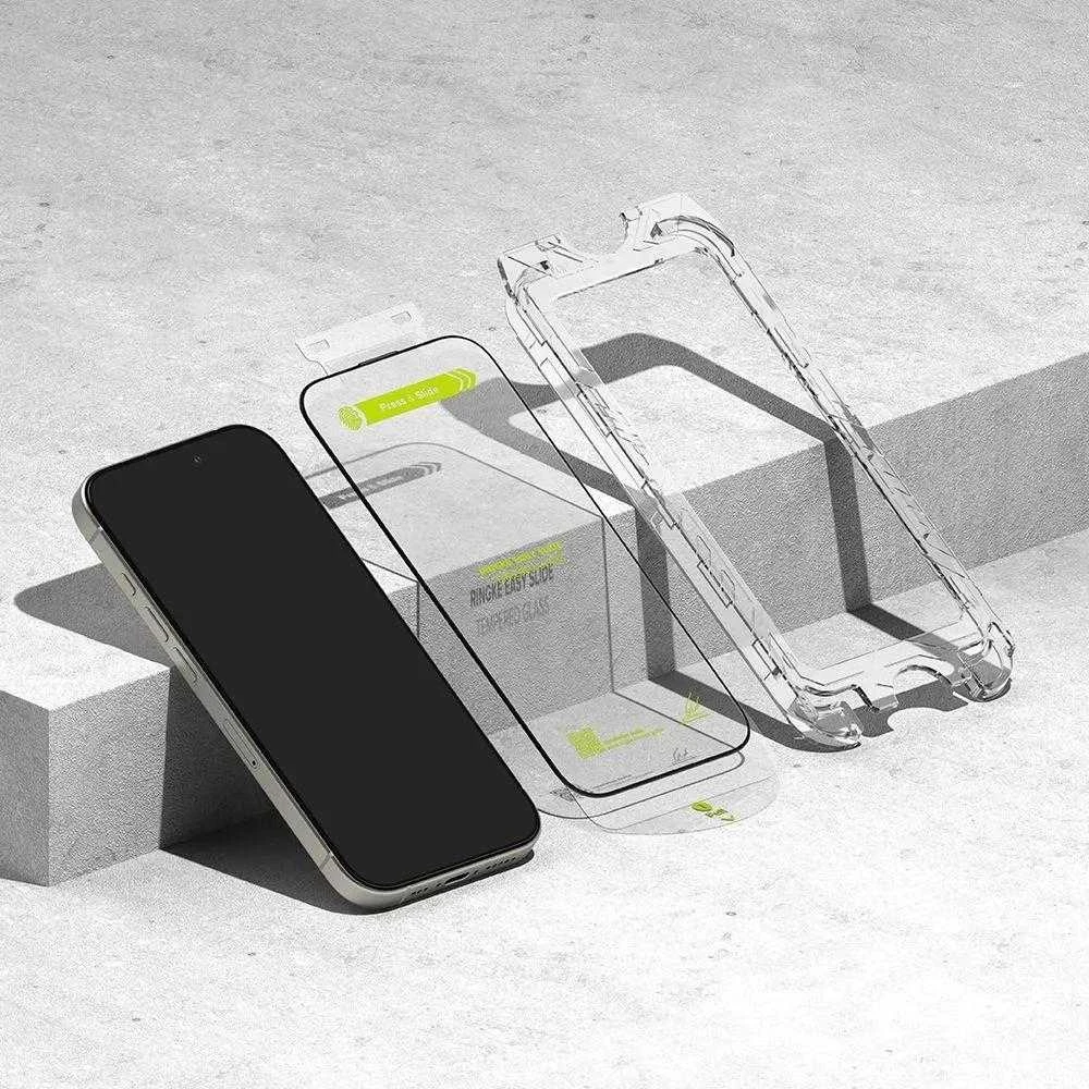 Ringke Easy Slide 2-pack Juodas Frame Apsauginis stiklas skirtas Apple iPhone 16 Pro Max