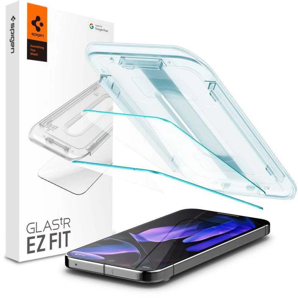 Apsauginis stiklas Google Pixel 9 / 9 Pro Spigen Glas.tr „EZ Fit” 2 vnt. Clear