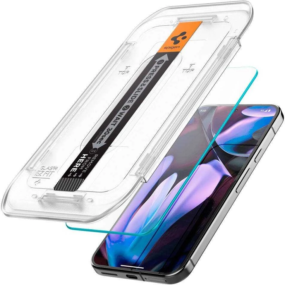 Apsauginis stiklas Google Pixel 9 / 9 Pro Spigen Glas.tr „EZ Fit” 2 vnt. Clear