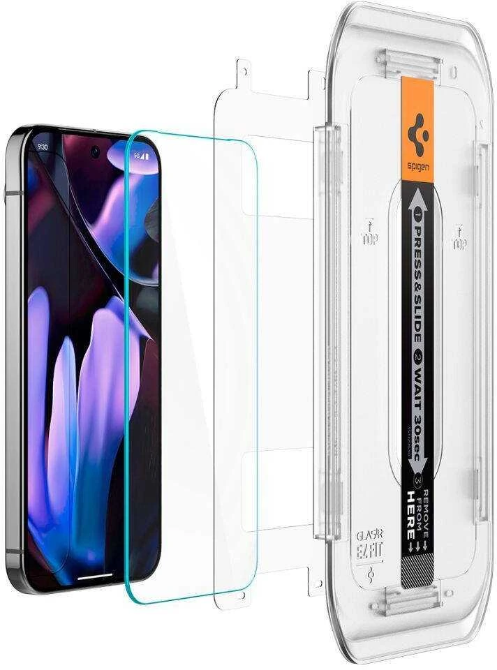 Apsauginis stiklas Google Pixel 9 / 9 Pro Spigen Glas.tr „EZ Fit” 2 vnt. Clear
