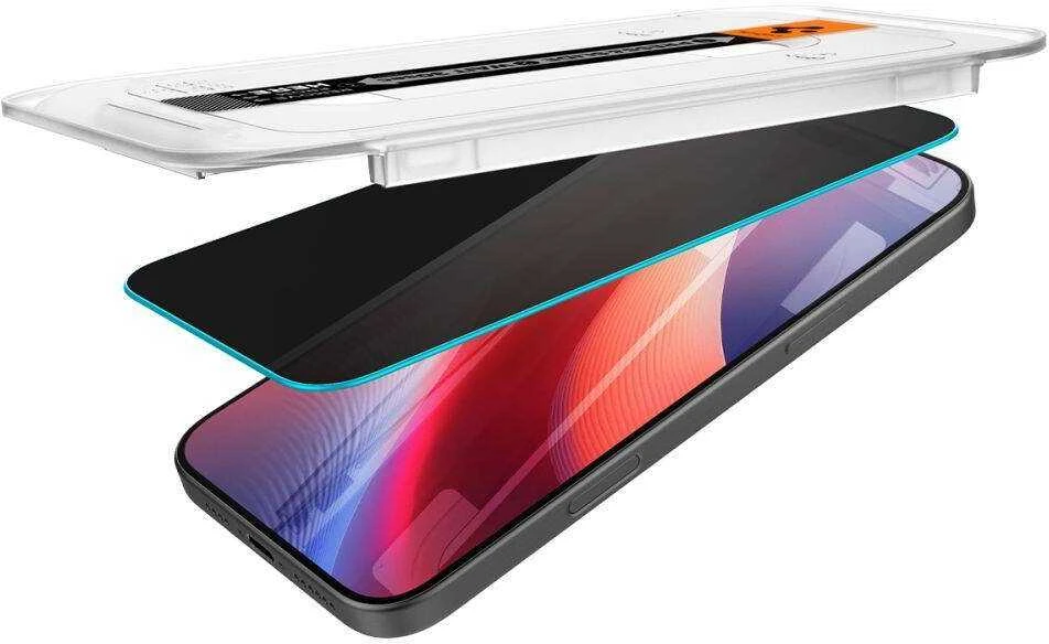 Apsauginis stiklas Apple iPhone 16 Pro / 17 / 17 Pro Spigen Glas.tr „EZ Fit” Privacy 2-pack