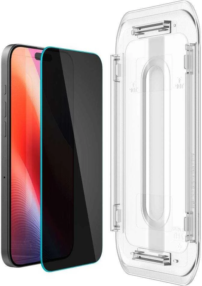 Apsauginis stiklas Apple iPhone 16 Pro / 17 / 17 Pro Spigen Glas.tr „EZ Fit” Privacy 2-pack