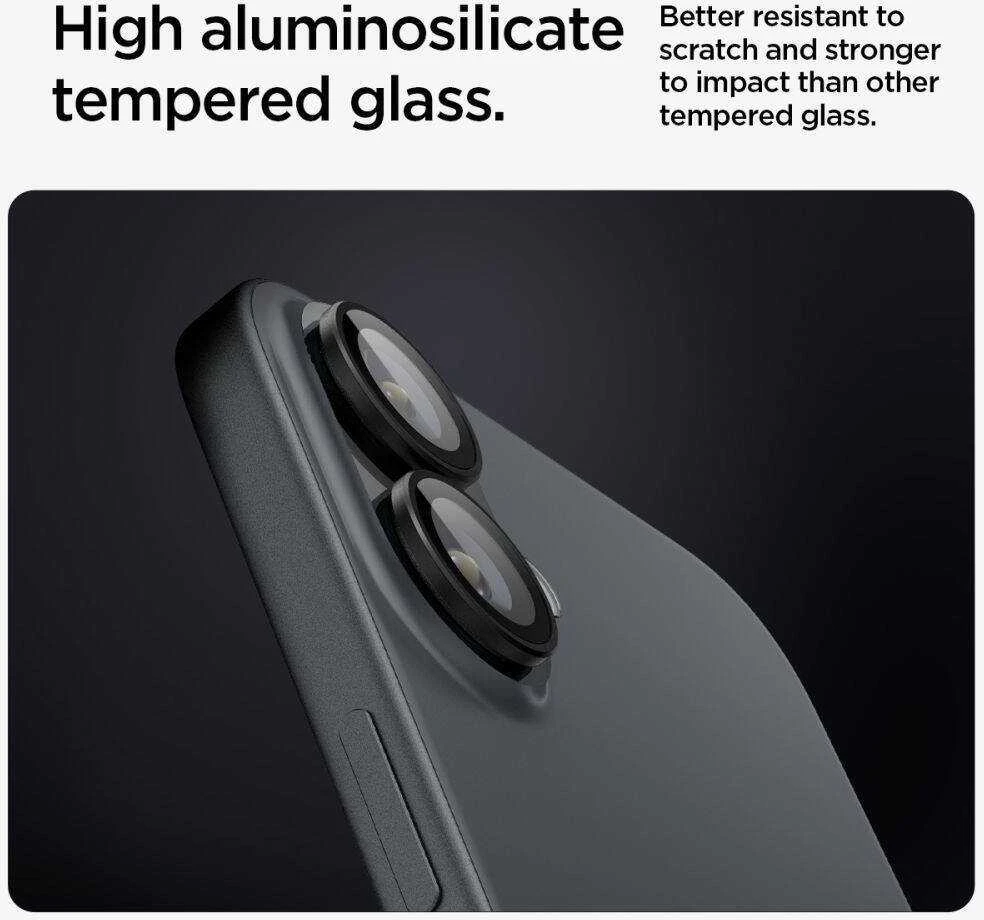 Apsauginis stiklas kamerai Apple iPhone 16 / Apple iPhone 16 Plus / 17 Spigen Optik Glas.tr kameros apsauga 2 vnt. juodas