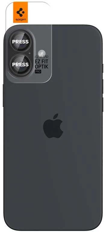 Apsauginis stiklas kamerai Apple iPhone 16 / Apple iPhone 16 Plus / 17 Spigen Optik Glas.tr kameros apsauga 2 vnt. juodas