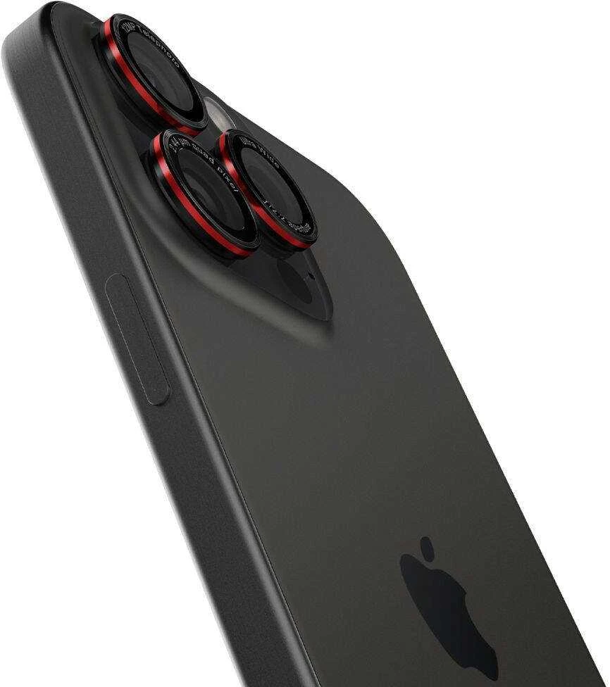Apsauginis stiklas kamerai Apple iPhone 14 Pro / 14 Pro Max / 15 Pro / 15 Pro Max / 16 Pro / 16 Pro Max / 17 Pro / 17 Pro Max Spigen Optik Pro L-Series Glas.tr „EZ FIT” kameros apsauga 2 vnt. juodas