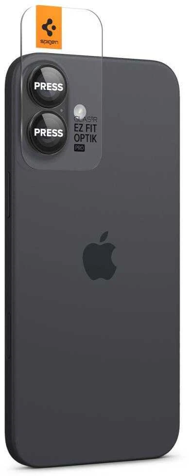Apsauginis stiklas kamerai Apple iPhone 16 / Apple iPhone 16 Plus / 17 Spigen Optik Glas.tr kameros apsauga 2 vnt. juodas