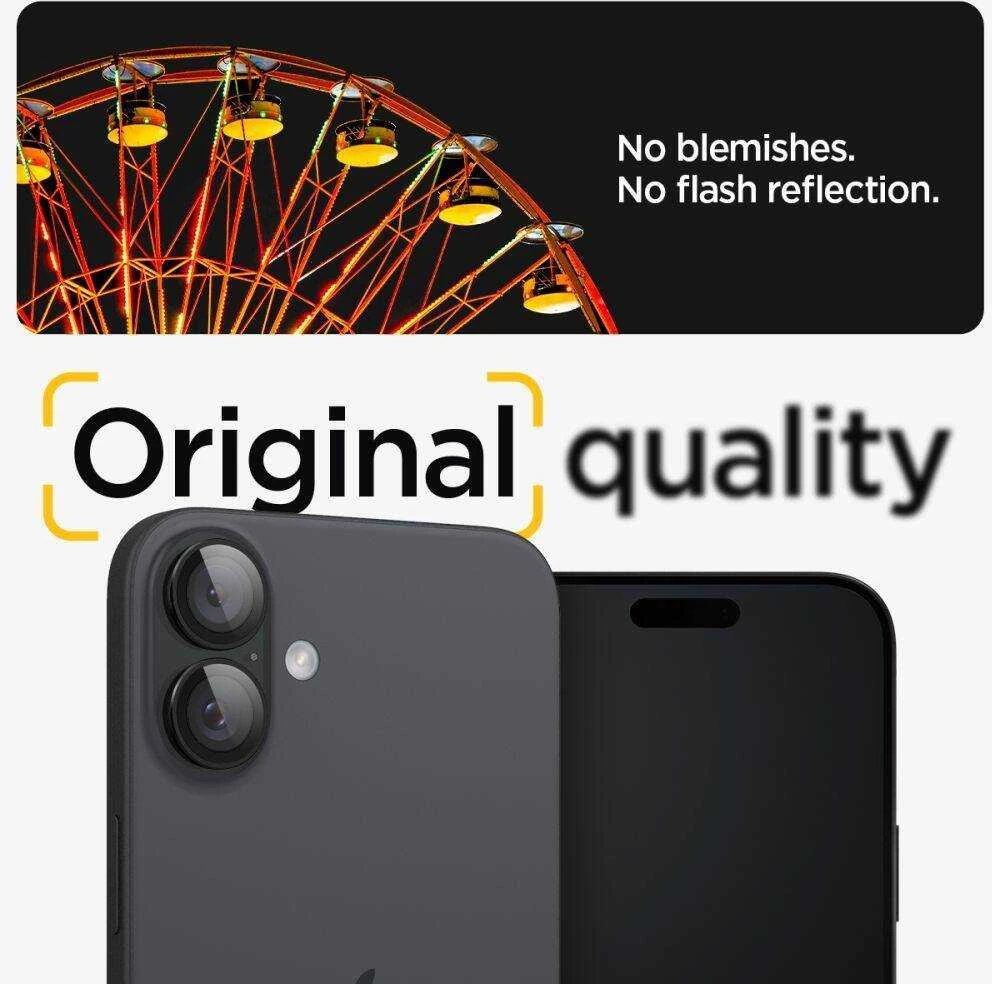 Apsauginis stiklas kamerai Apple iPhone 16 / Apple iPhone 16 Plus / 17 Spigen Optik Glas.tr kameros apsauga 2 vnt. juodas