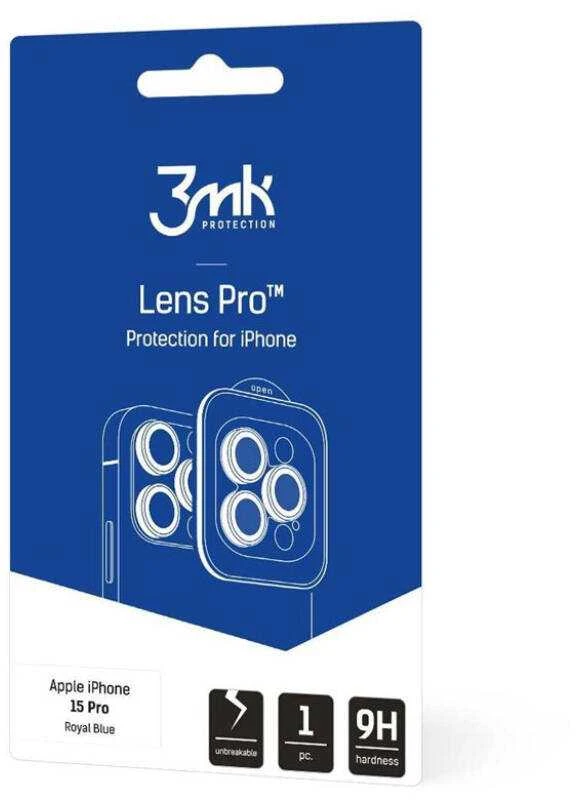 Apsauginis stiklas kamerai Apple iPhone 15 PRO 3MK Lens Protection Pro mėlynas