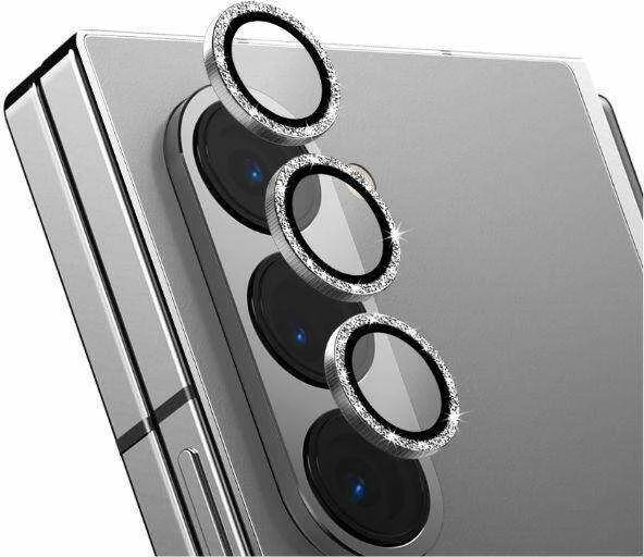 UNIQ Optix Aliuminio Camera LensProtector Samsung Z Fold6 F956 sterling sidabrinis szkło na objektyvas aparatu su aplikatorem