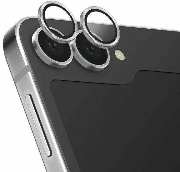 UNIQ Optix aliuminio kameros objektyvo apsauga Samsung Galaxy Z Flip6 F741 sterling sidabrinas kameros objektyvo stiklas