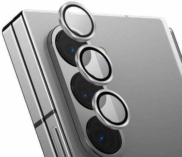 UNIQ Optix aliuminio fotoaparato objektyvo apsauga Samsung Galaxy Z Fold6 F956 blizgantis baltas fotoaparato objektyvo stiklas su blizgučiu