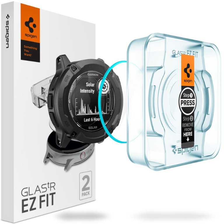 Spigen GLAS.TR EZ FIT 2 vnt. – Grūdintas stiklas skirtas Garmin Instinct 2X Solar (2 vnt.)