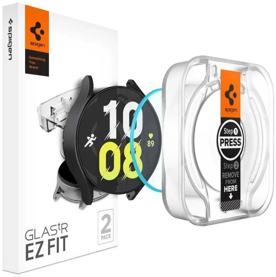 „Spigen GLAS.TR EZ FIT 2“ grūdintas stiklas, skirtas „Samsung Galaxy Watch 6“ 44 mm (2 vnt.)
