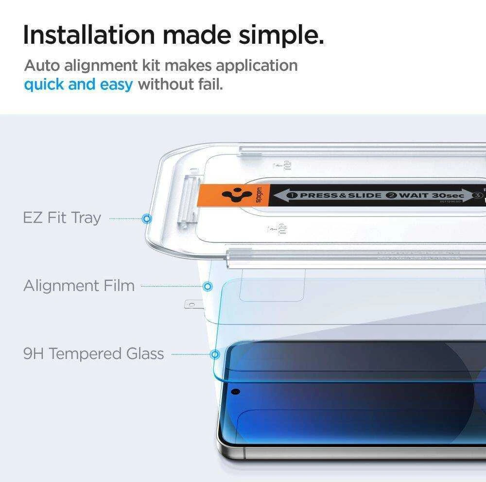 Apsauginis stiklas Samsung Galaxy S24 FE Spigen Glas.tr „EZ Fit” 2 vnt. Clear