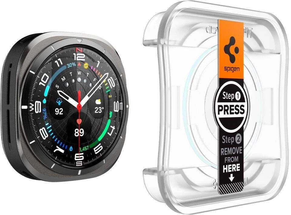 Apsauginis stiklas Samsung Galaxy Watch Ultra (47mm) Spigen GLAS.TR ”EZ-FIT” 2-PACK Clear