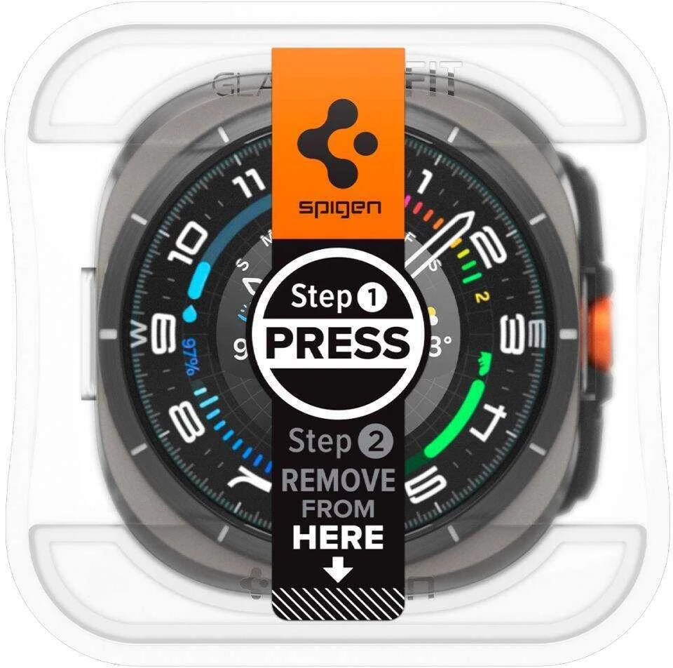 Apsauginis stiklas Samsung Galaxy Watch Ultra (47mm) Spigen GLAS.TR ”EZ-FIT” 2-PACK Clear