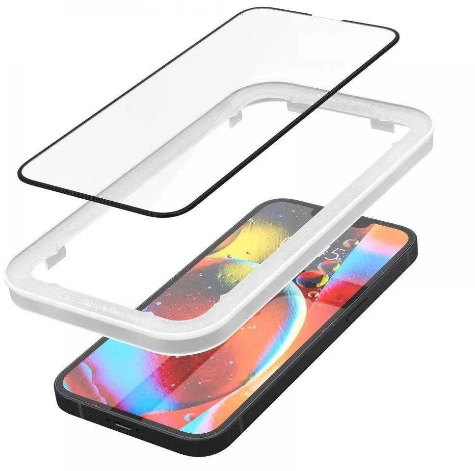 Apsauginis stiklas Spigen ALM GLASS FC Apple iPhone 13 / 13 Pro / 14 su juodos spalvos krašteliu