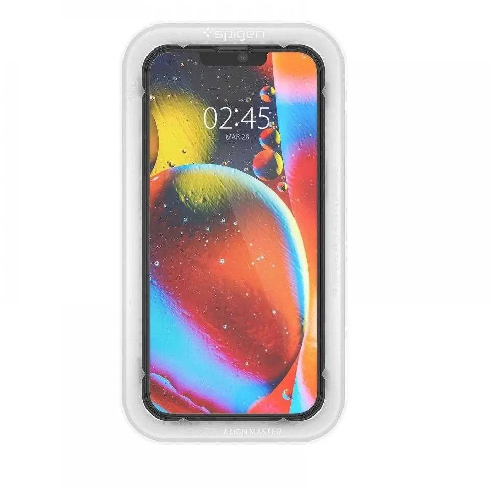 Apsauginis stiklas Spigen ALM GLASS FC Apple iPhone 13 / 13 Pro / 14 su juodos spalvos krašteliu