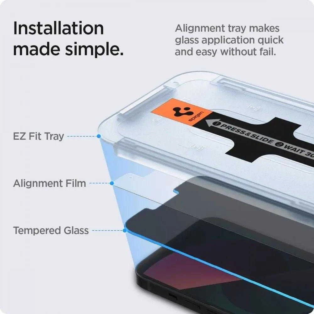 Apsauginis stiklas Spigen GLAS.TR „EZ FIT” 2-pack Apple iPhone 13 Pro Max Privacy