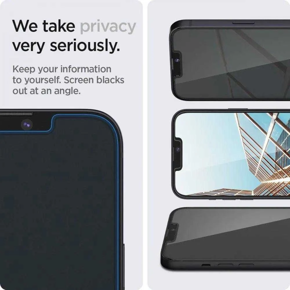 Apsauginis stiklas Spigen GLAS.TR „EZ FIT” 2-pack Apple iPhone 13 / 13 PRO PRIVACY