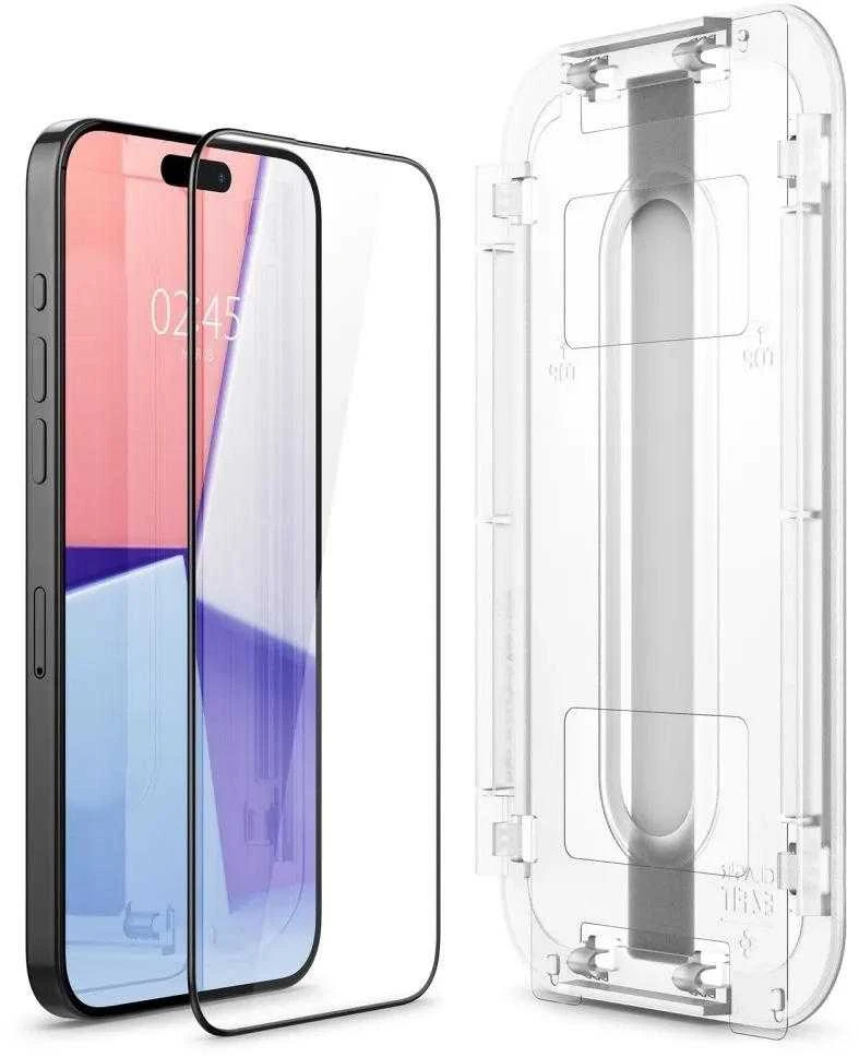 Apsauginis stiklas Spigen GLAS.TR „EZ FIT” FC 2-PACK Apple iPhone 15 Pro Juodas
