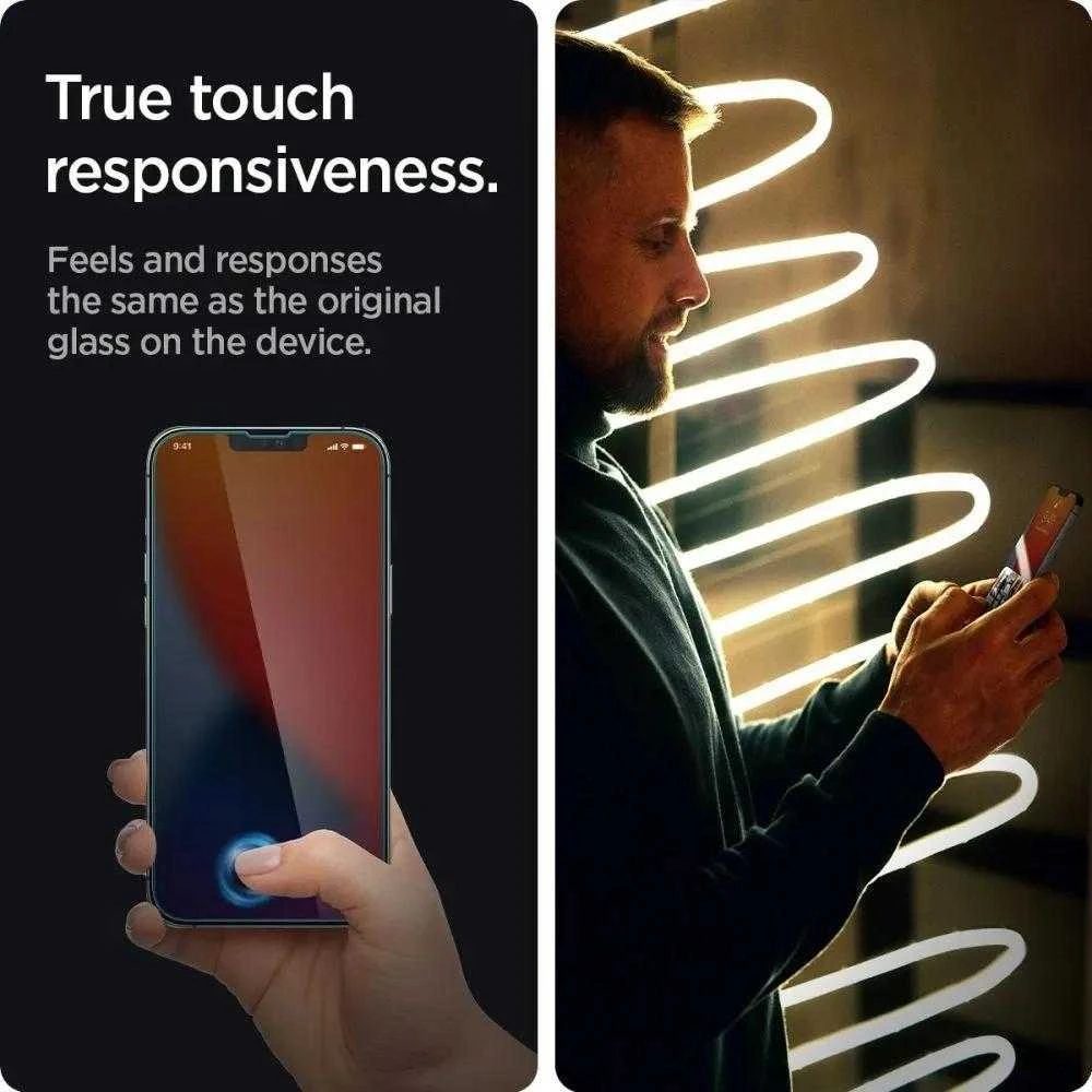 Apsauginis stiklas Spigen GLAS.tR SLIM iPhone 13 / 13 Pro / 14 Privacy