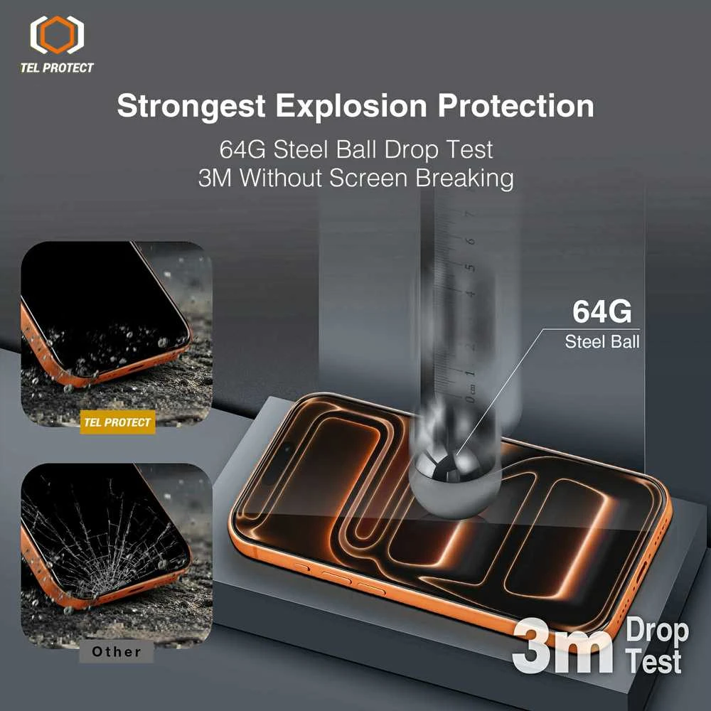 Apsauginis stiklas Tel Protect 10X HD DLC Diamond Coating skirtas Apple iPhone 17 Pro Max (envelope)