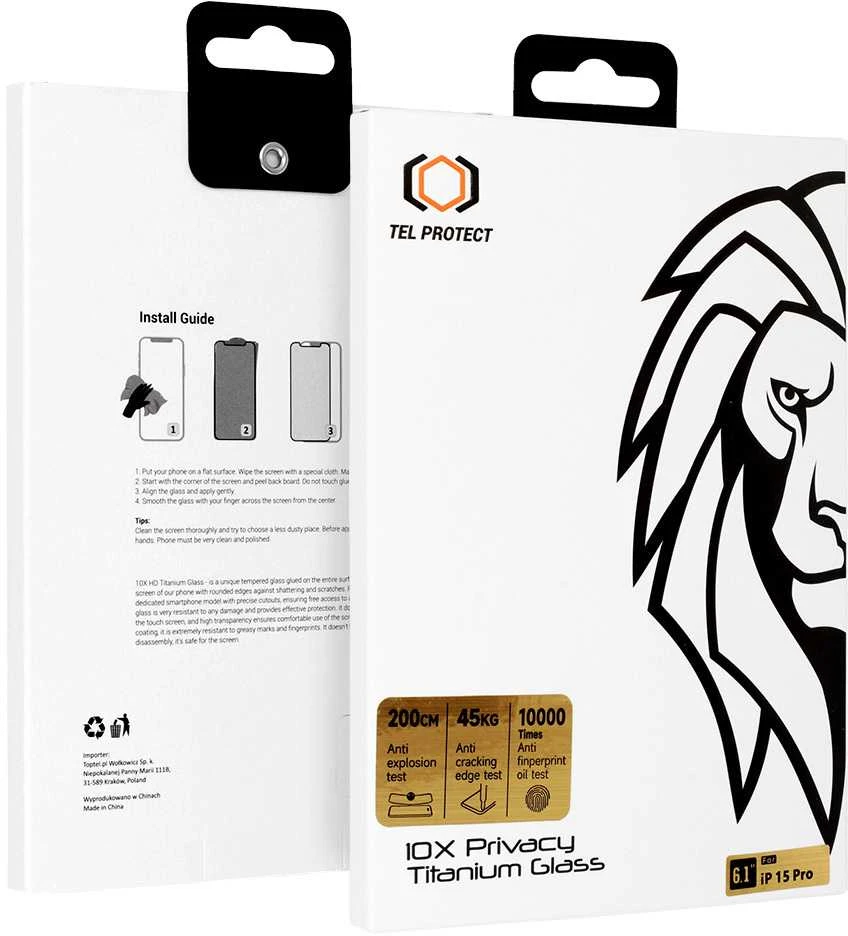 Apsauginis stiklas Tel Protect 10X Privacy Titanium skirtas Samsung Galaxy S26 Plus (with fingerprint unlock)