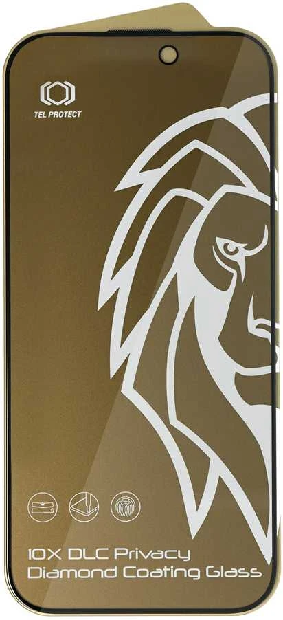 Apsauginis stiklas Tel Protect 10X Privacy DLC su deimantine danga, skirtas iPhone 16 Pro Max
