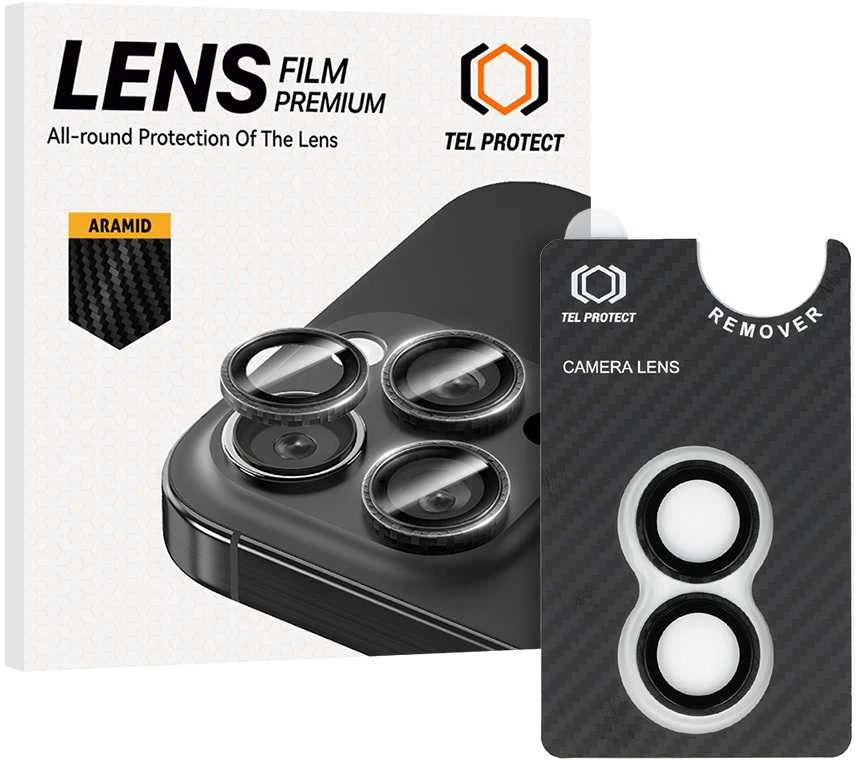 Apsauginis stiklas Tel Protect 3D Lens Aramid Series on camera skirtas Apple iPhone 17 (lens 2 pieces)