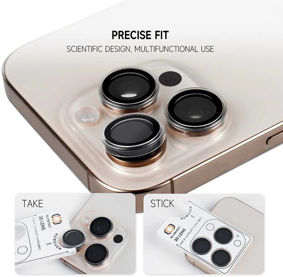 Apsauginis stiklas Tel Protect 3D Lens skirtas Samsung Galaxy S26 Plus juodas (objektyvui 3 vnti)