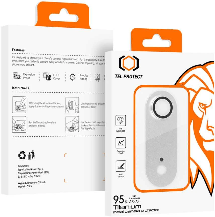 Apsauginis stiklas Tel Protect 95% AR+AF Full Metal Camera Protector on camera skirtas Apple iPhone 17 Air sidabrinis (camera island)