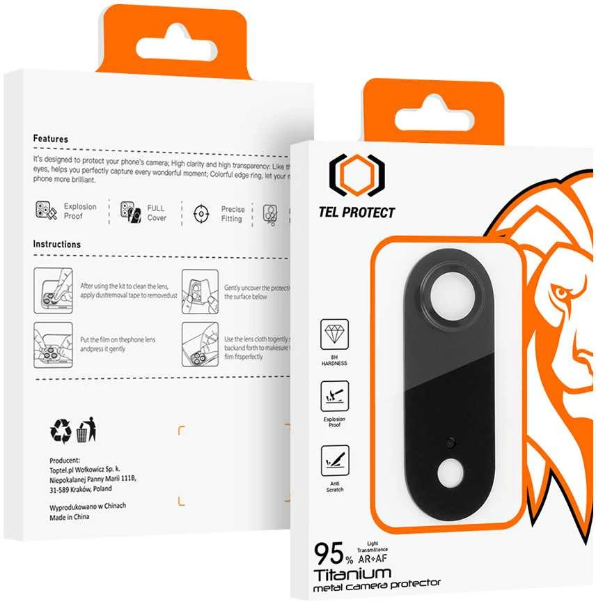 Apsauginis stiklas Tel Protect 95% AR+AF Full Metal Camera Protector on camera skirtas Apple iPhone 17 Air juodas (camera island)