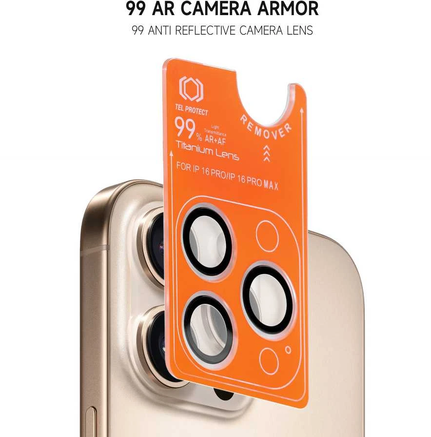 Apsauginis stiklas Tel Protect Titanium Lens 99% AR skirtas Samsung Galaxy S26 Plus juodas (objektyvui 3 vnti)